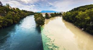 Rhone and Arve Rivers Geneva